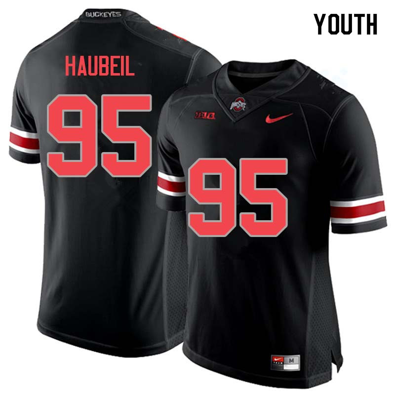 Ohio State Buckeyes Blake Haubeil Youth #95 Blackout Authentic Stitched College Football Jersey